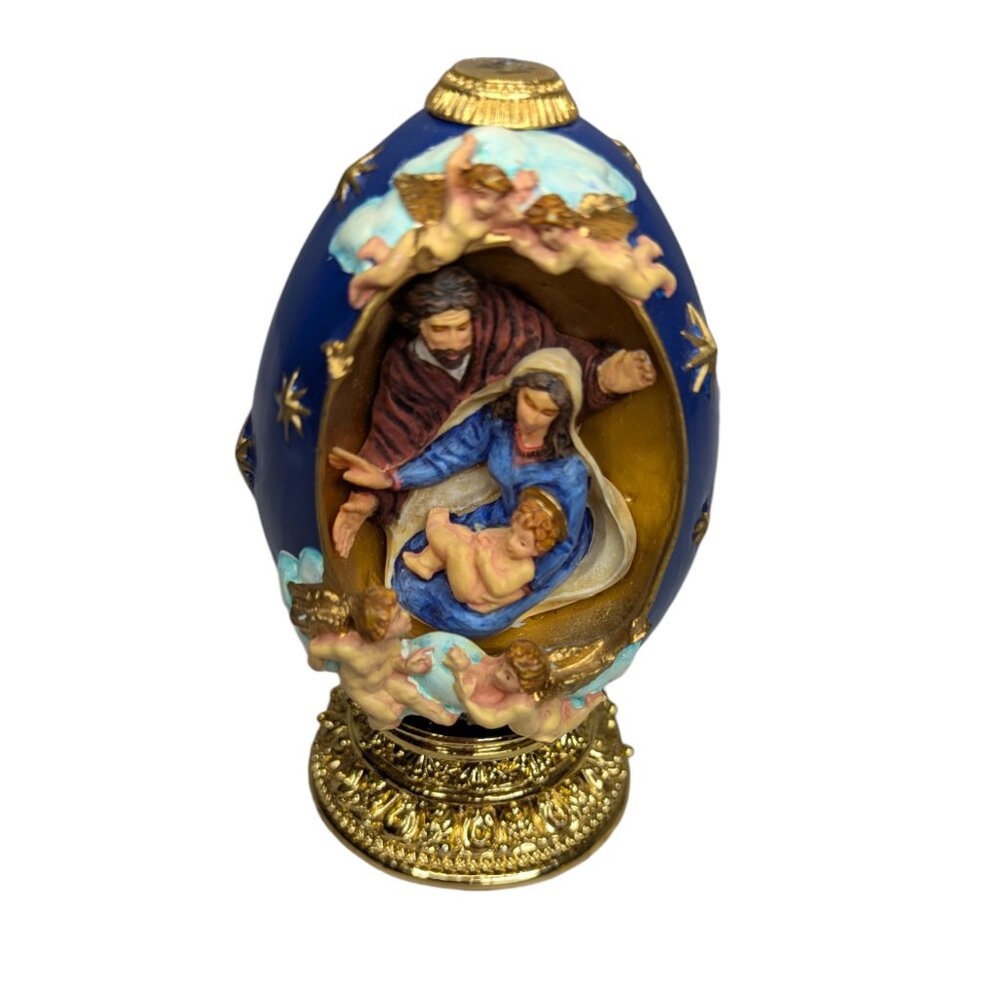 House of Faberge The Nativity Enamel Egg Franklin Mint Limited Edition Christmas